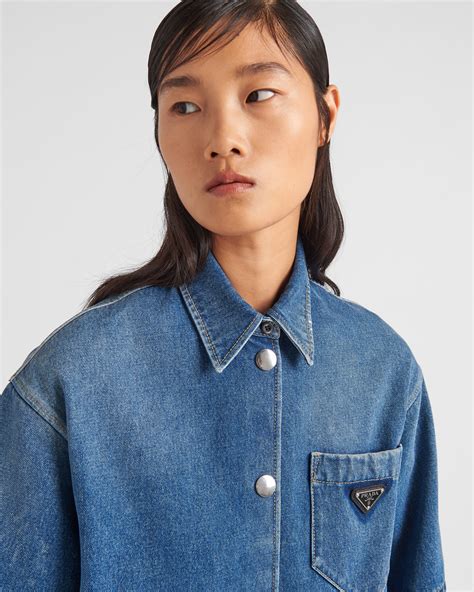 prada hybrid women shirt|prada denim top.